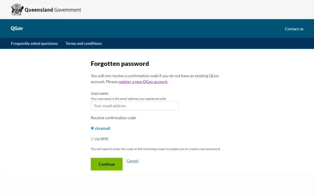 Resetting account password